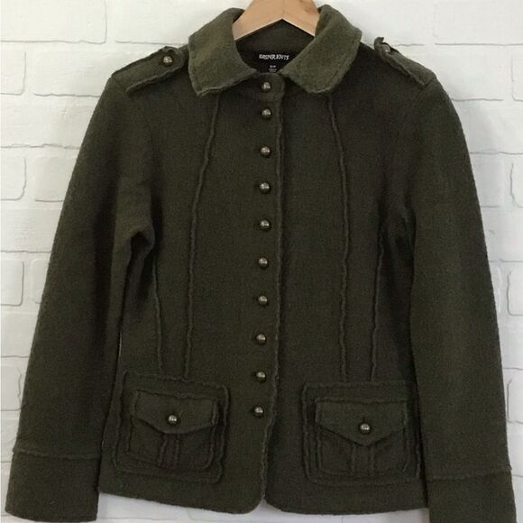 KASPER Knits kaki green blazer jacket in small 100% wool - Picture 14 of 14